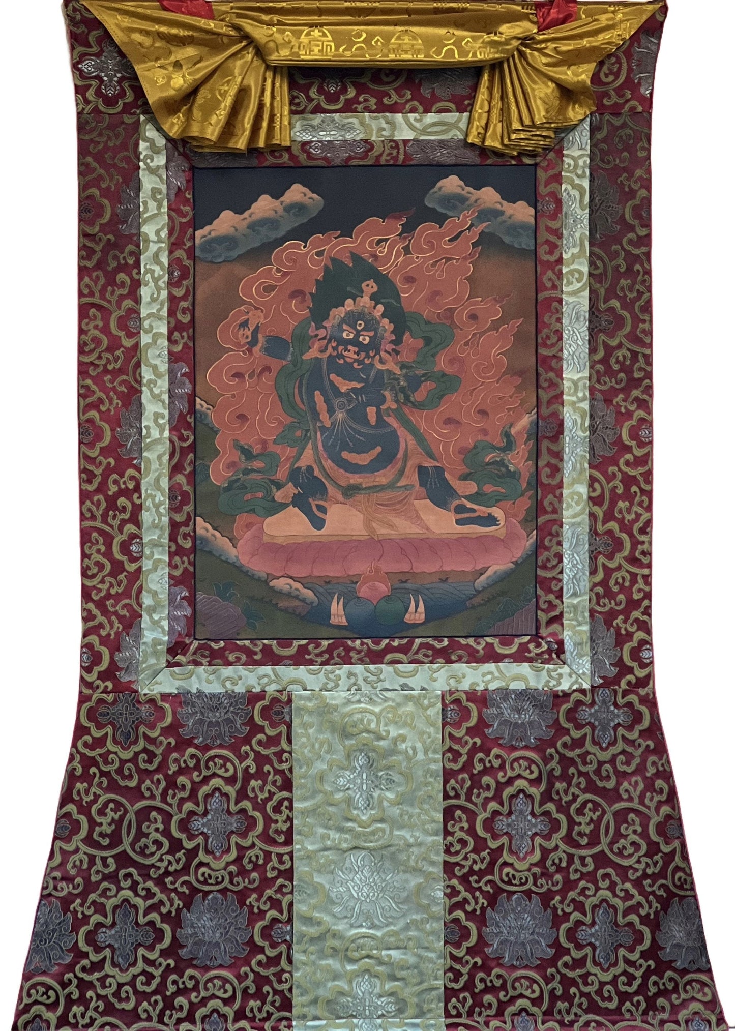 Hand-Painted Vajrapani Thangka: Tibetan Buddhist Art, Oil Varnished