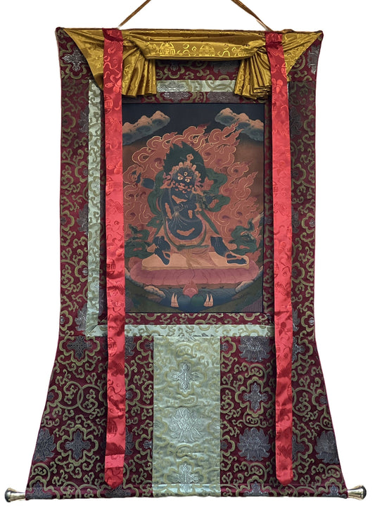 Hand-Painted Vajrapani Thangka: Tibetan Buddhist Art, Oil Varnished