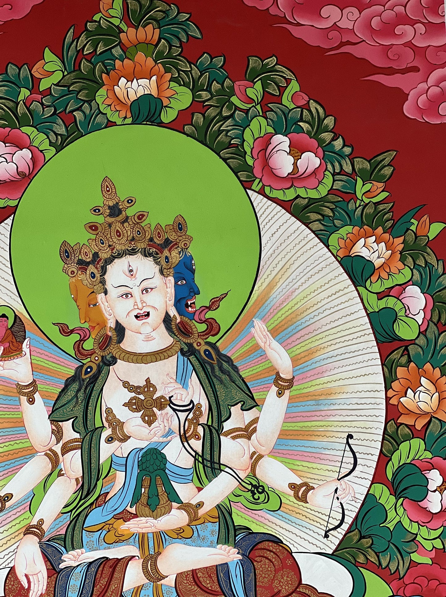 Hand painted Original NAMGYALMA / Female  Bodhisattva / Masterpiece Painting Tibetan Thangka  / Thangka / Compassion Meditation