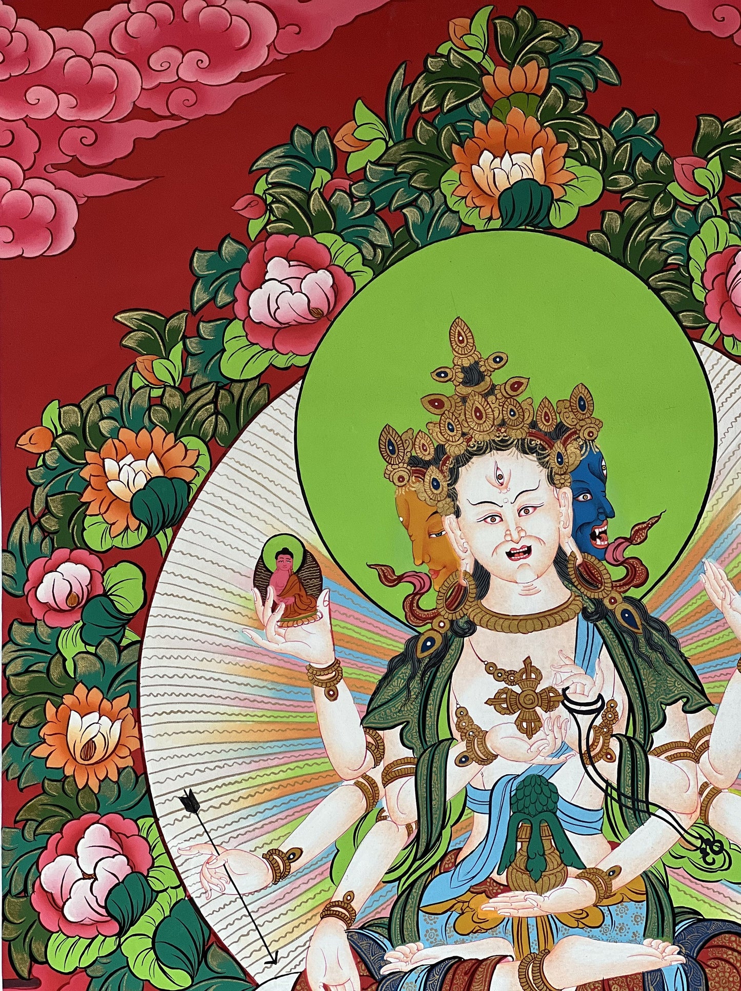 Hand painted Original NAMGYALMA / Female  Bodhisattva / Masterpiece Painting Tibetan Thangka  / Thangka / Compassion Meditation