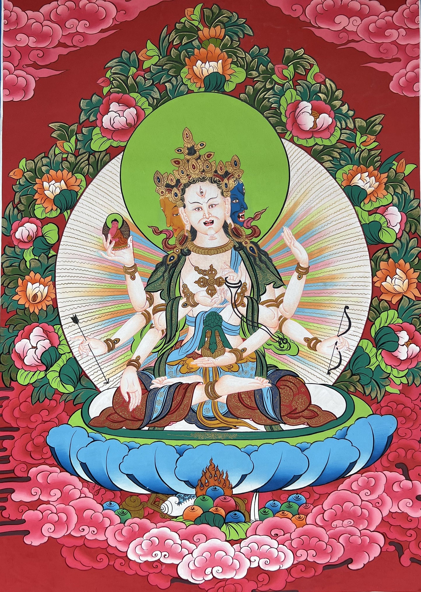 Hand painted Original NAMGYALMA / Female  Bodhisattva / Masterpiece Painting Tibetan Thangka  / Thangka / Compassion Meditation