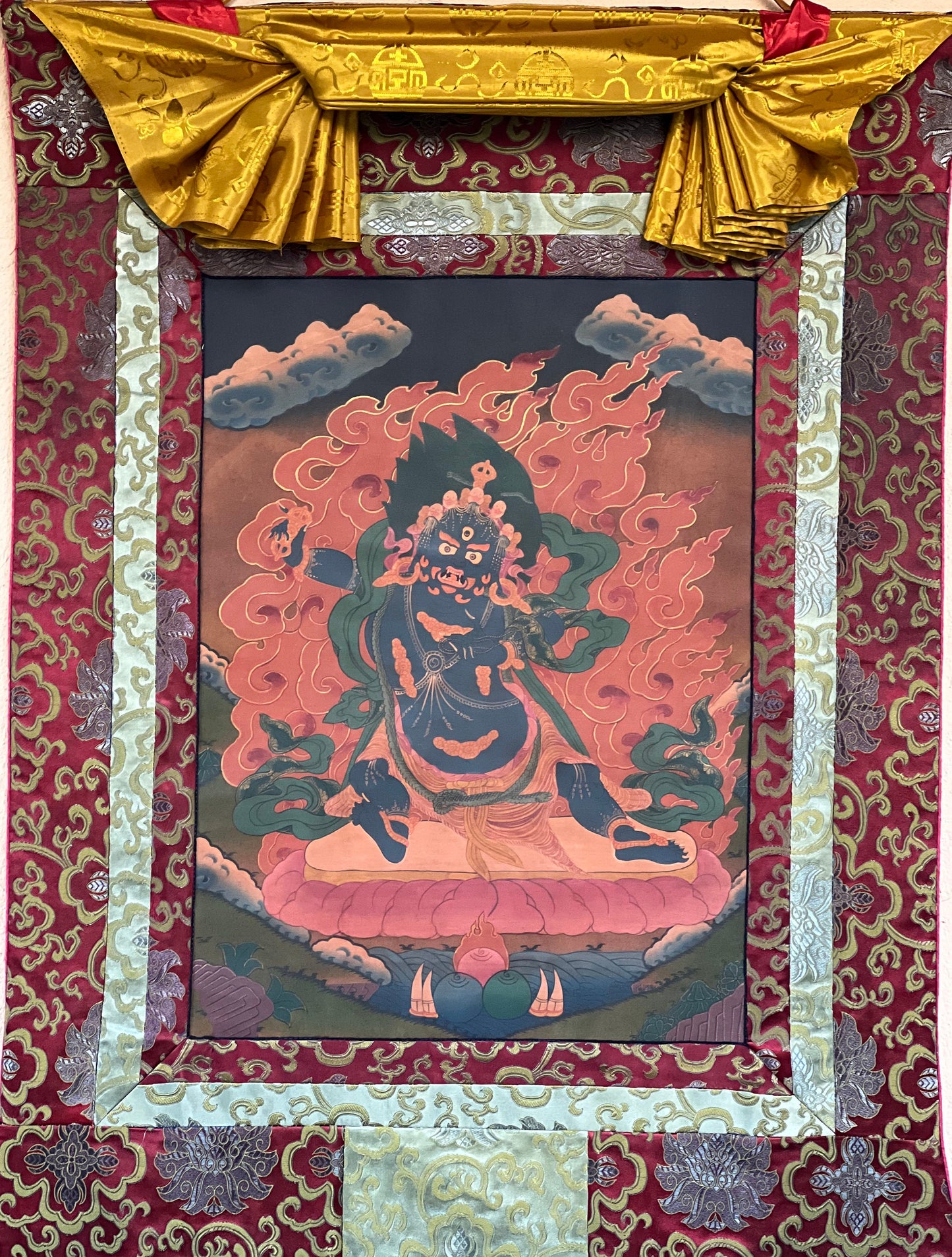 Hand-Painted Vajrapani Thangka: Tibetan Buddhist Art, Oil Varnished