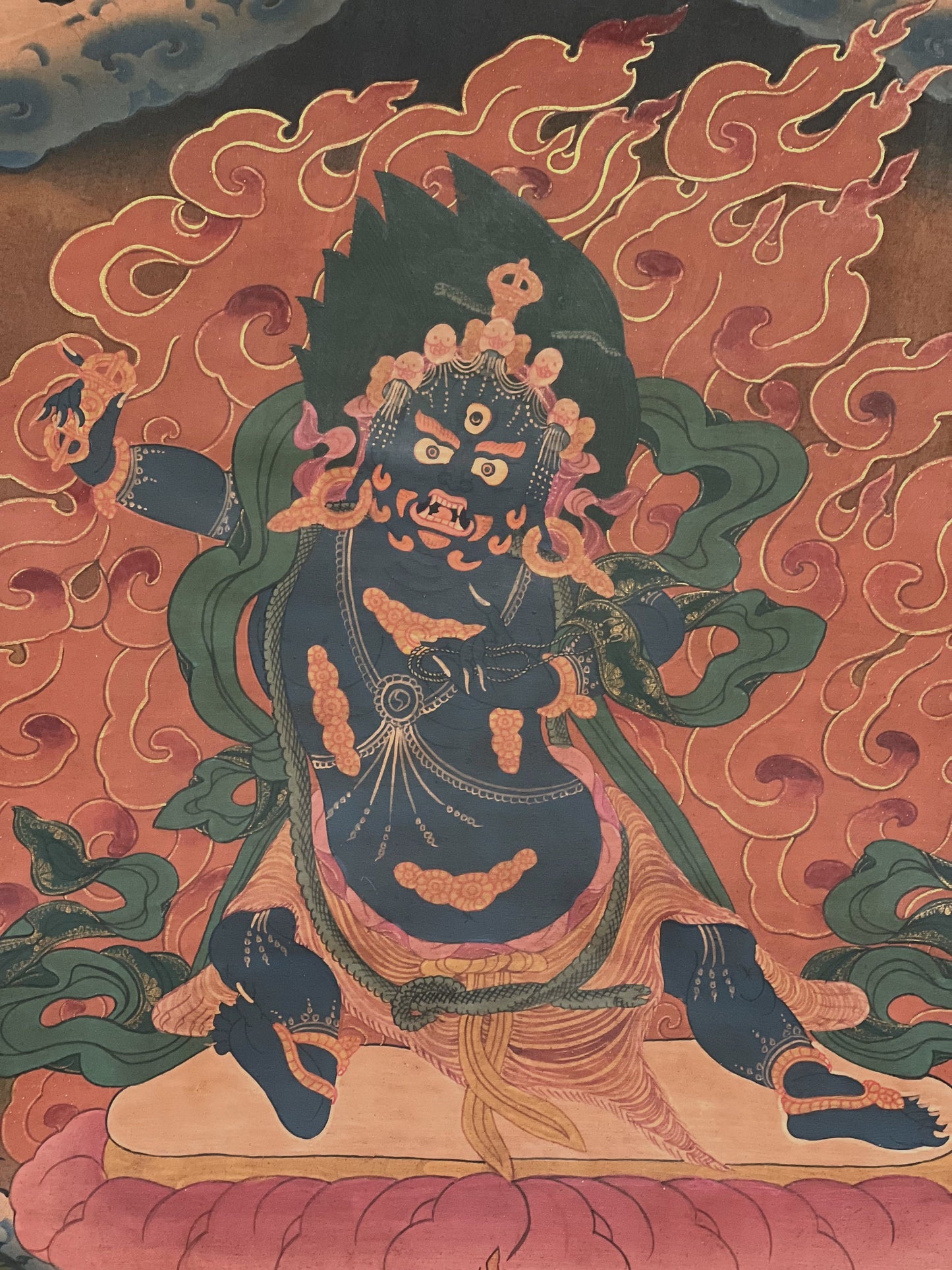 Hand-Painted Vajrapani Thangka: Tibetan Buddhist Art, Oil Varnished