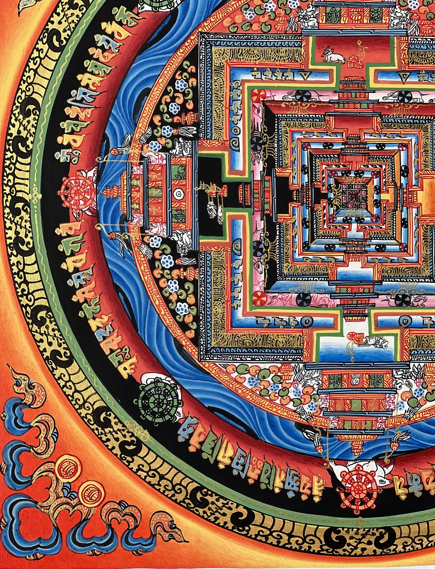 Original Hand-painted Kalachakra Mandala/ Wheel of Time Tibetan Thangka Painting Meditation Art