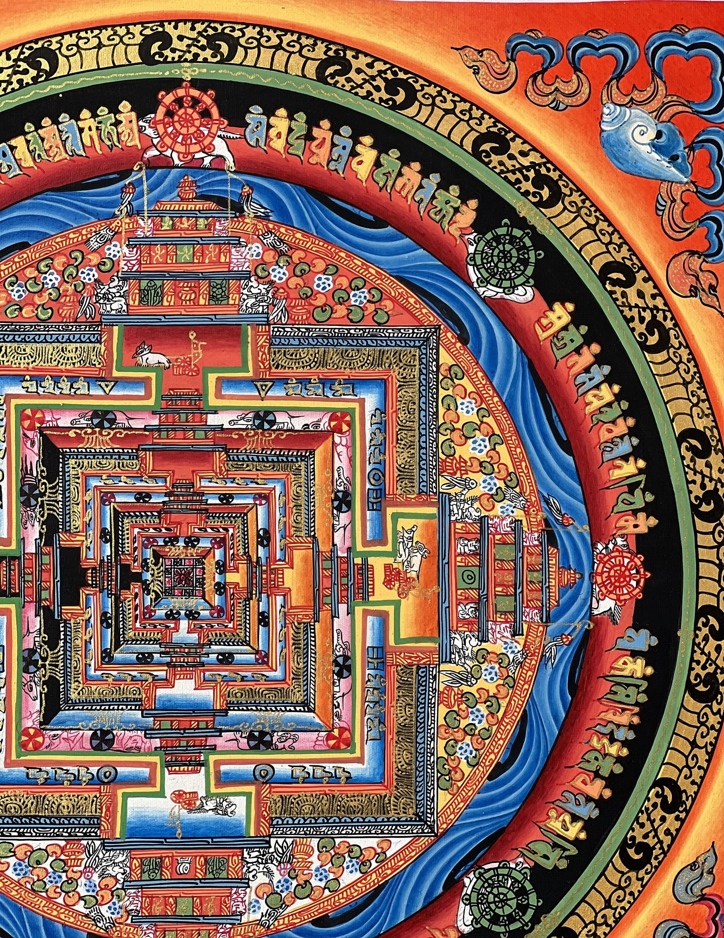 Original Hand-painted Kalachakra Mandala/ Wheel of Time Tibetan Thangka Painting Meditation Art