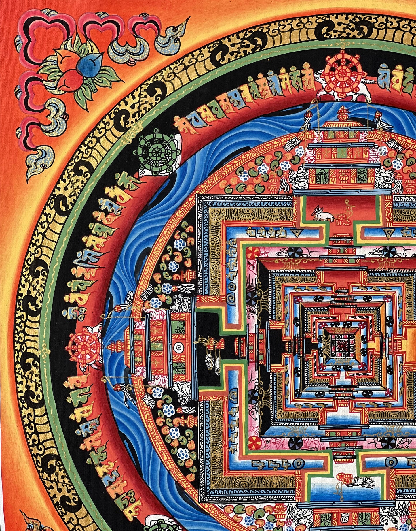 Original Hand-painted Kalachakra Mandala/ Wheel of Time Tibetan Thangka Painting Meditation Art