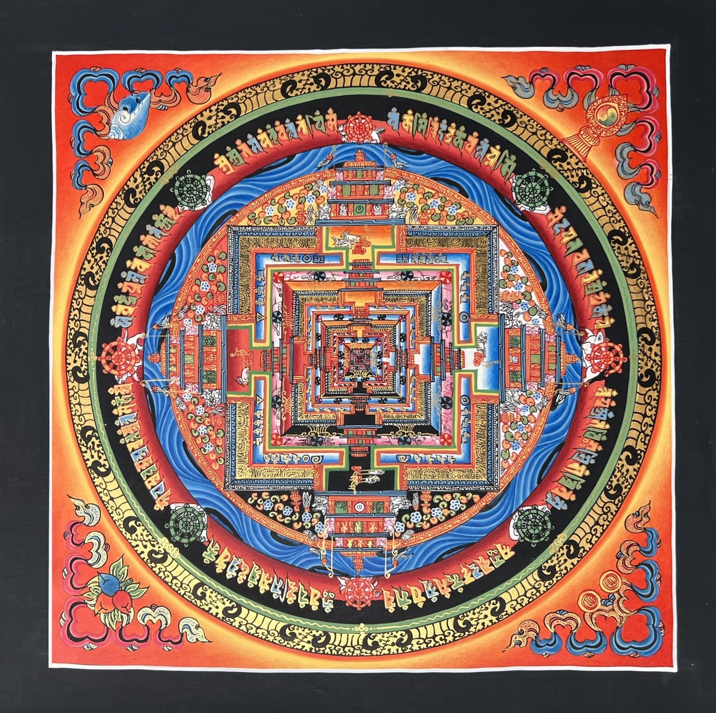 Original Hand-painted Kalachakra Mandala/ Wheel of Time Tibetan Thangka Painting Meditation Art