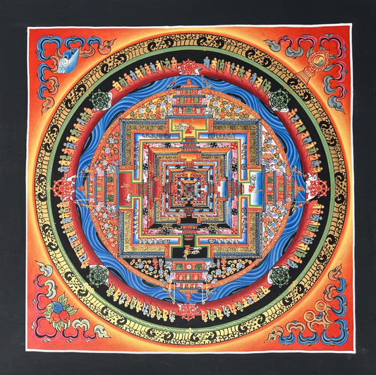 Original Hand-painted Kalachakra Mandala/ Wheel of Time Tibetan Thangka Painting Meditation Art