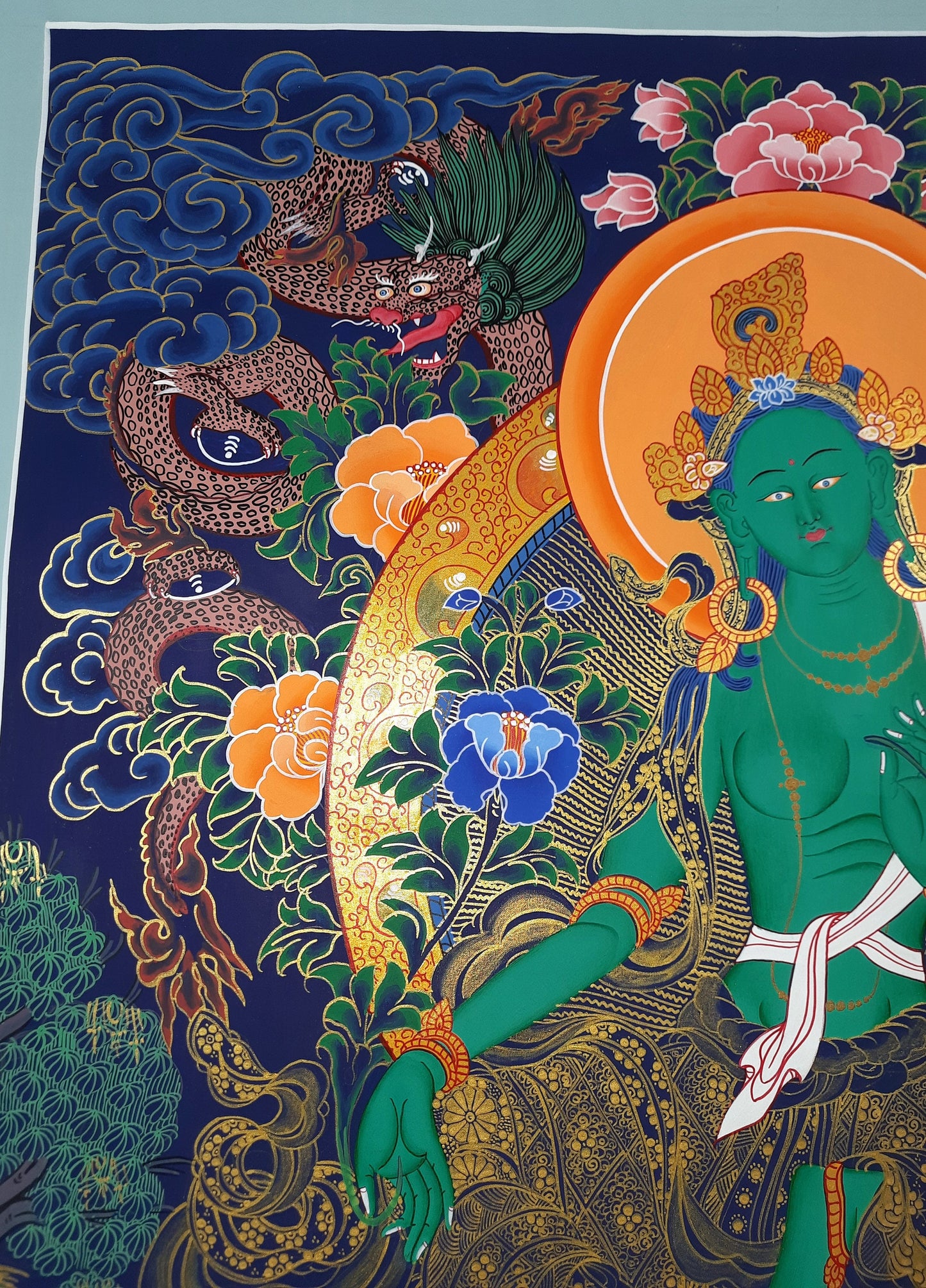 Original Hand-Painted Green Tara Thangka | Tibetan Buddhist Art | Compassion, Protection & Enlightenment