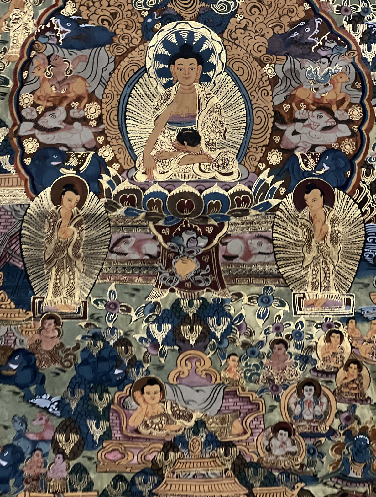 Hand-Painted Buddha Life Story Thangka- Tibetan Mandala Art