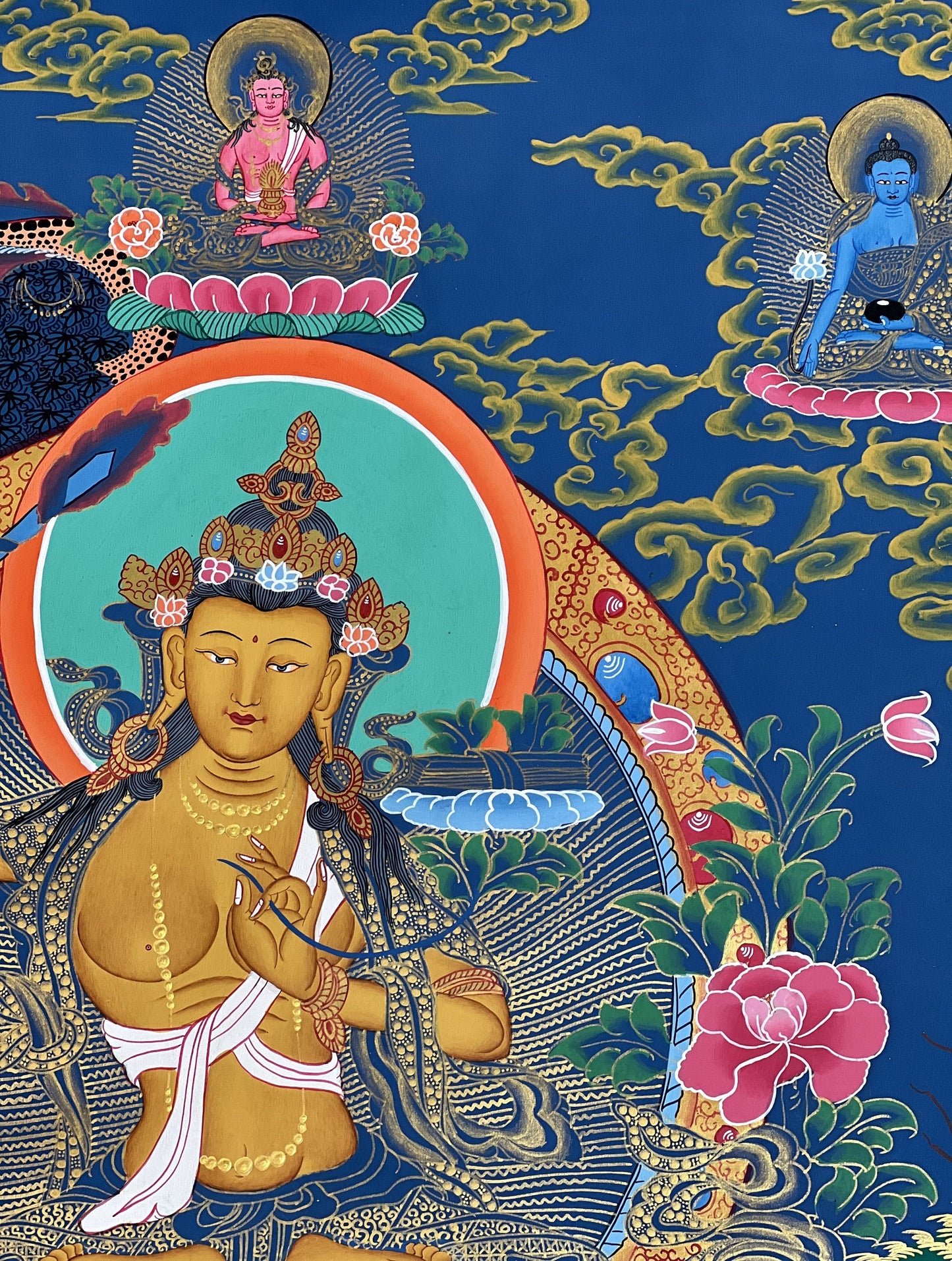 Hand-Painted Manjushri Thangka | Bodhisattva of Wisdom | Masterpiece Tibetan Art