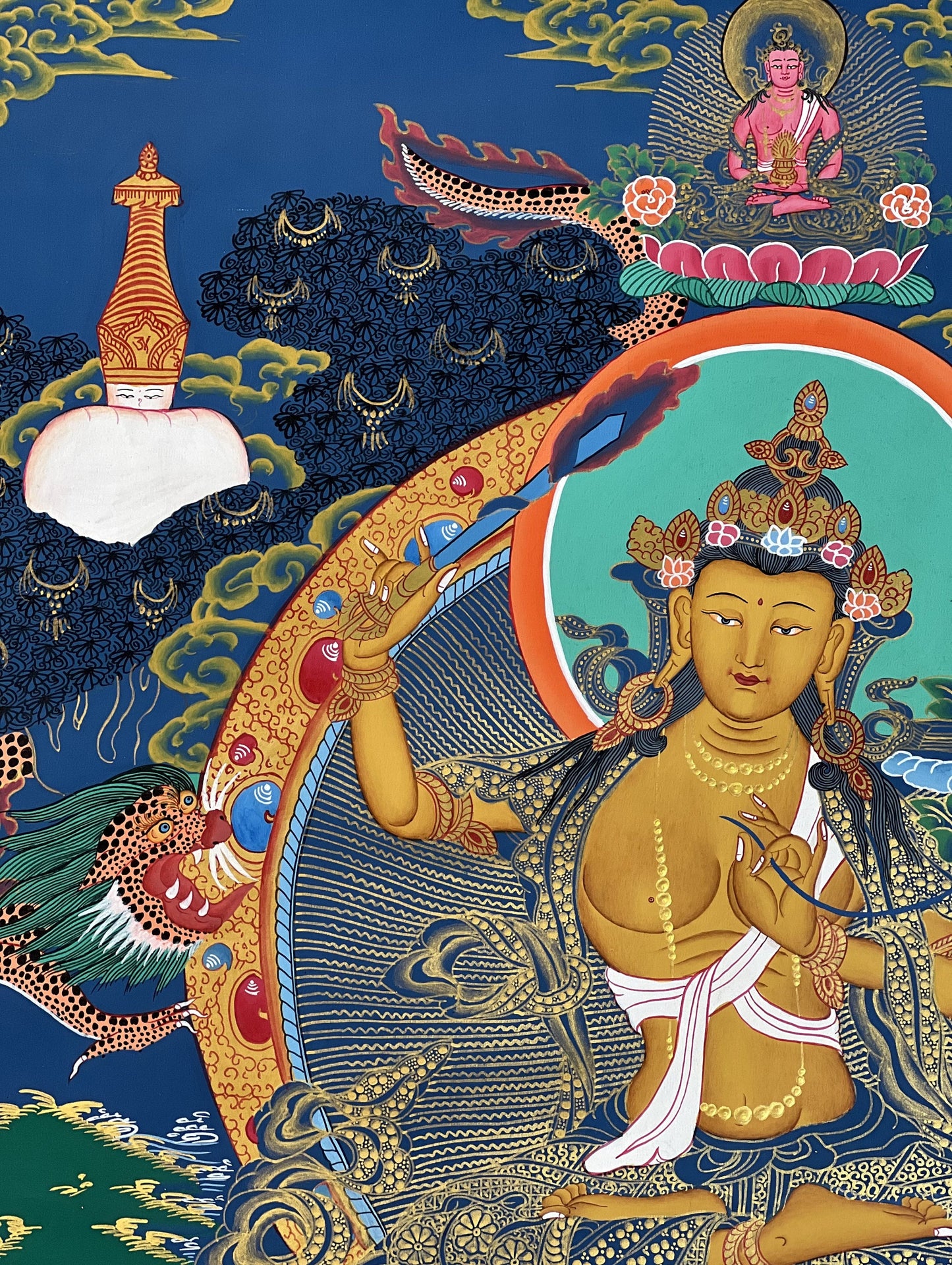 Hand-Painted Manjushri Thangka | Bodhisattva of Wisdom | Masterpiece Tibetan Art