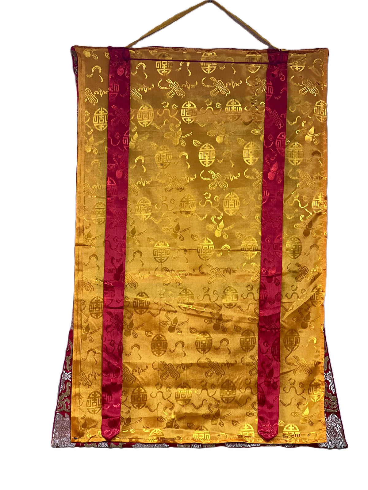 Hand-Painted Sri Yantra Thangka Painting with Silk Frame