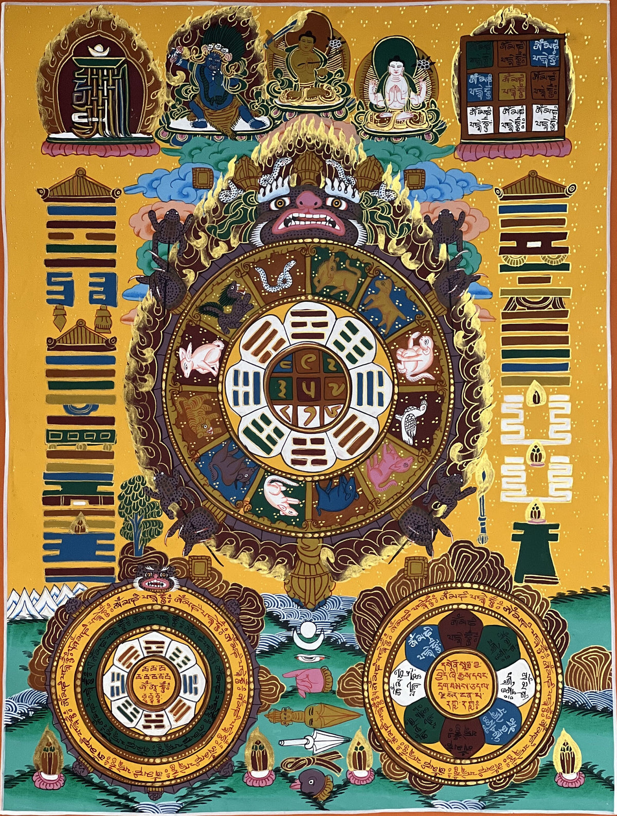 Tibetan Astrology Calander Thangka/ Lunar Calander High-Quality Masterpiece Original Calander Mandala Painting