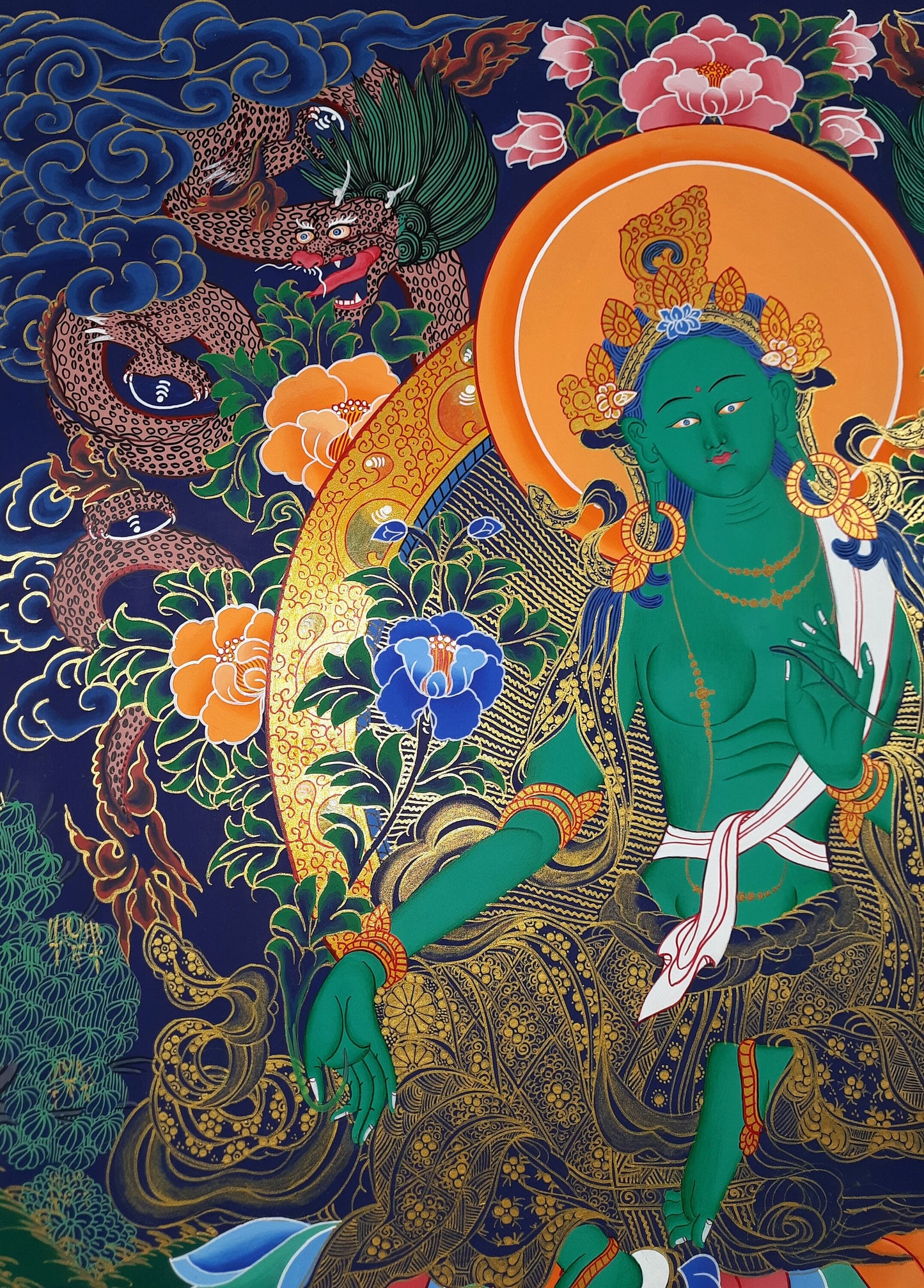 Original Hand-Painted Green Tara Thangka | Tibetan Buddhist Art | Compassion, Protection & Enlightenment
