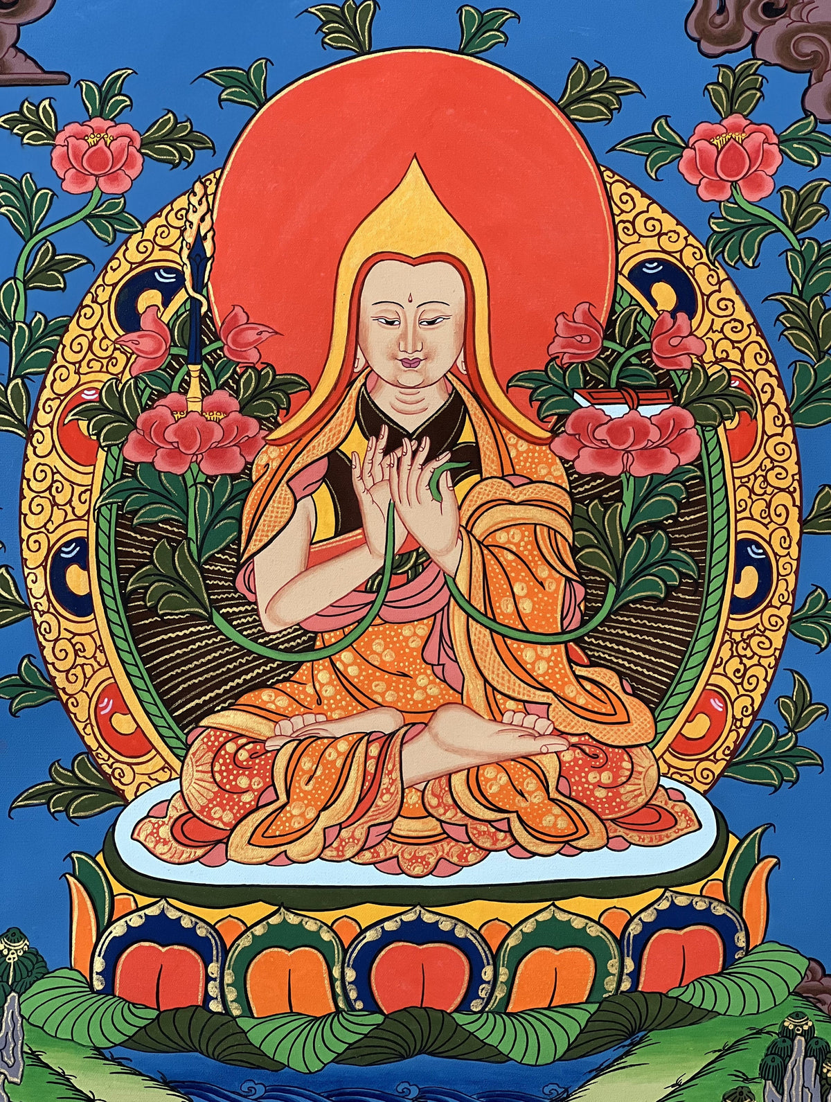 Tibetan Thangka Painting: Je Tsongkhapa Buddhist Art, Handmade