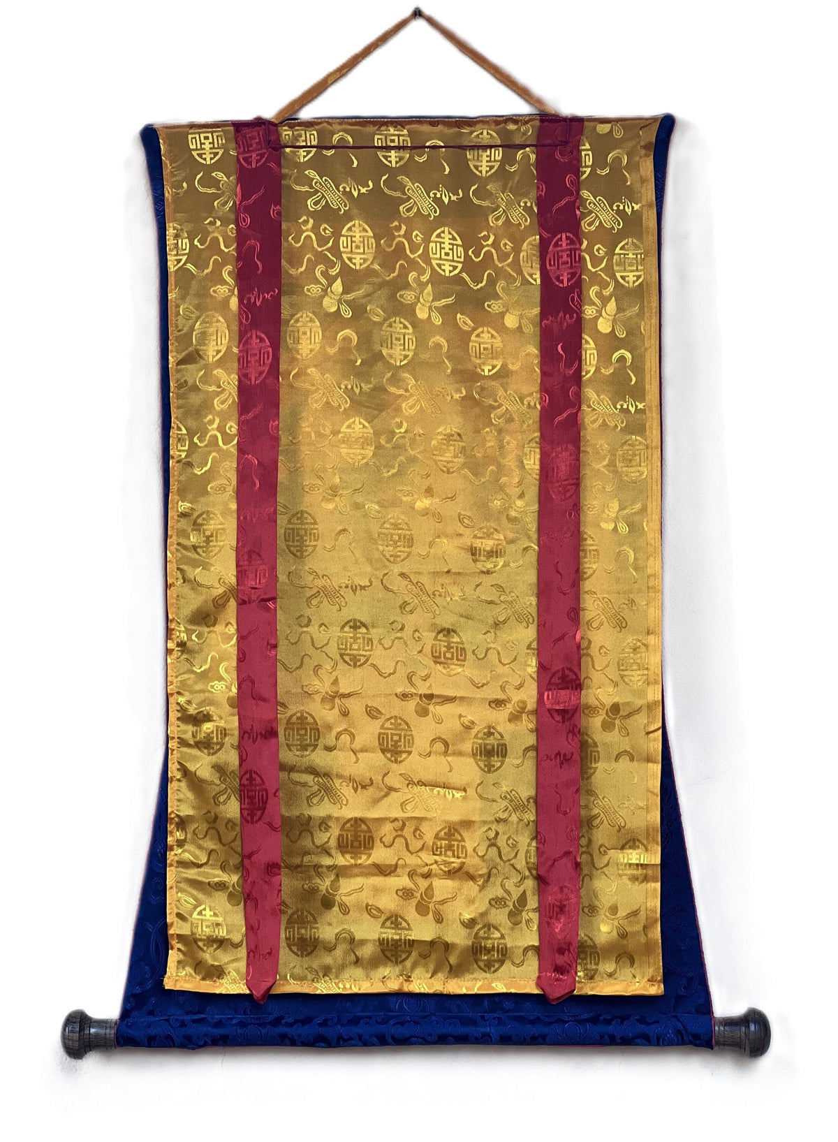 Hand-Painted Manjushri Thangka Painting with Silk Brocade