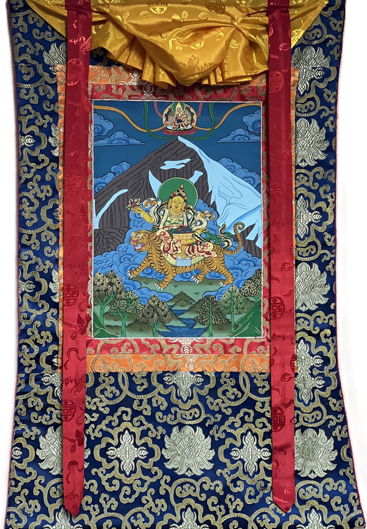 Hand Painted Miyolangsangma Thangka Painting with Silk Brocade