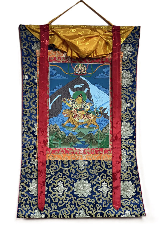 Hand Painted Miyolangsangma Thangka Painting with Silk Brocade