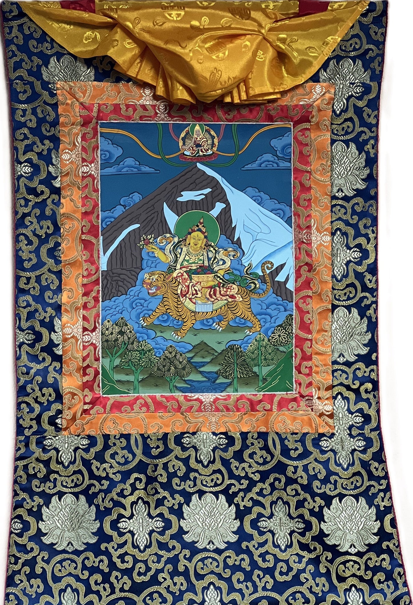Hand Painted Miyolangsangma Thangka Painting with Silk Brocade