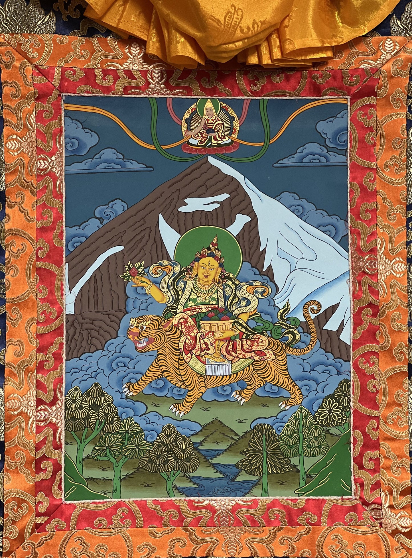 Hand Painted Miyolangsangma Thangka Painting with Silk Brocade