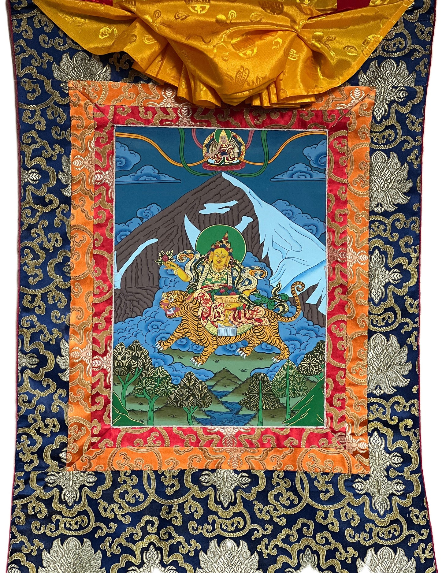 Hand Painted Miyolangsangma Thangka Painting with Silk Brocade