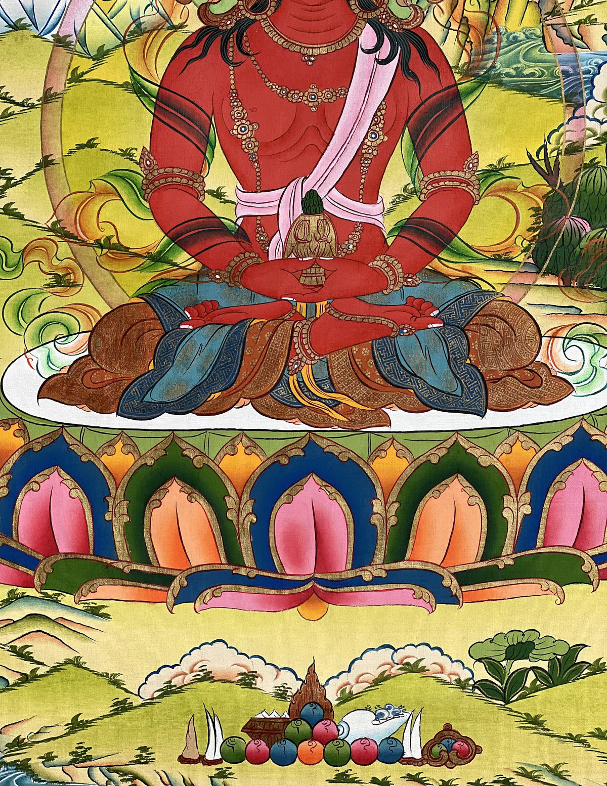 Amitayus Buddha Thangka Painting, Eternal Life Art from Nepal