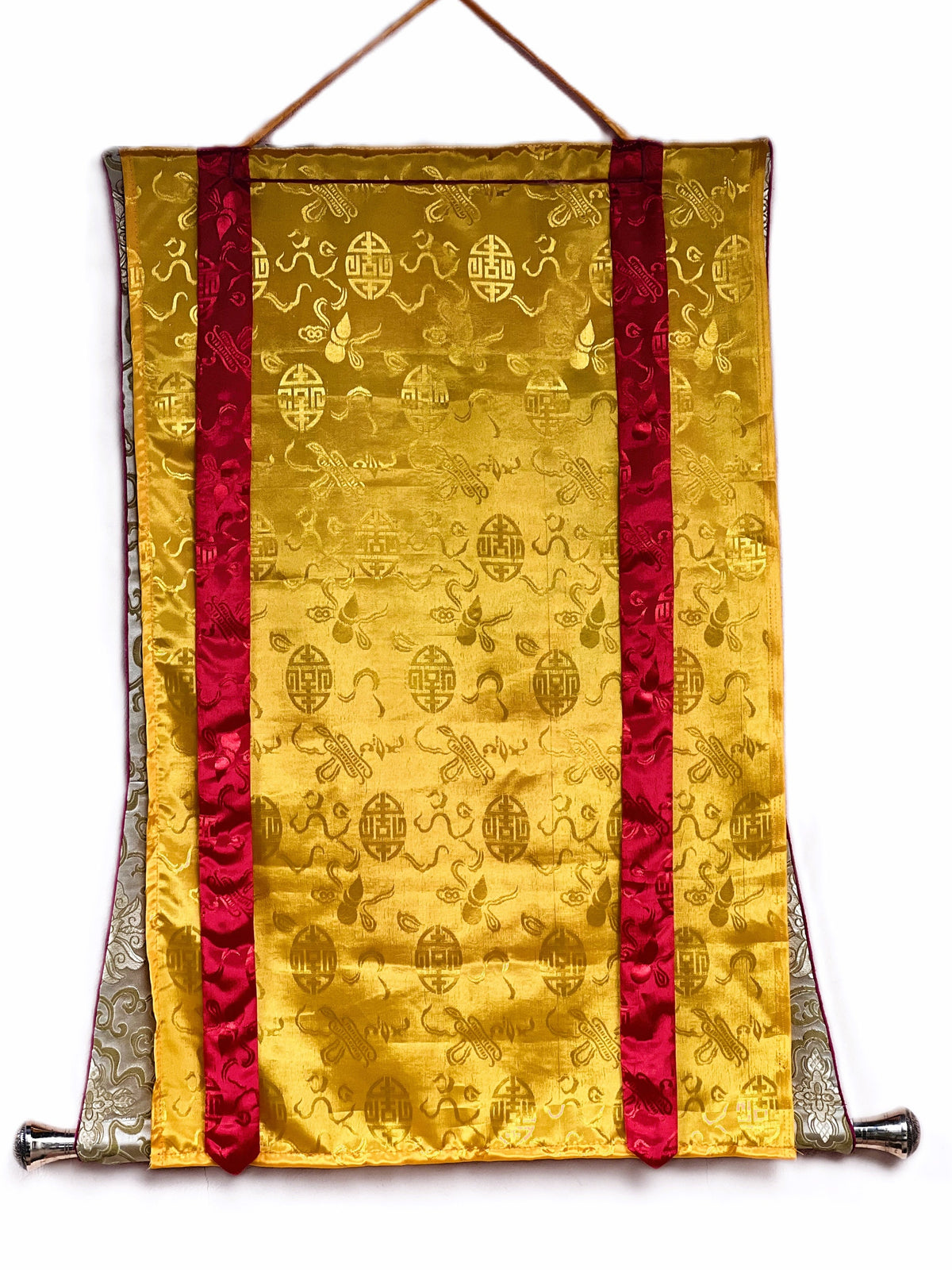 Kalachakra Mandala Tibetan Thangka Painting with Silk Brocade