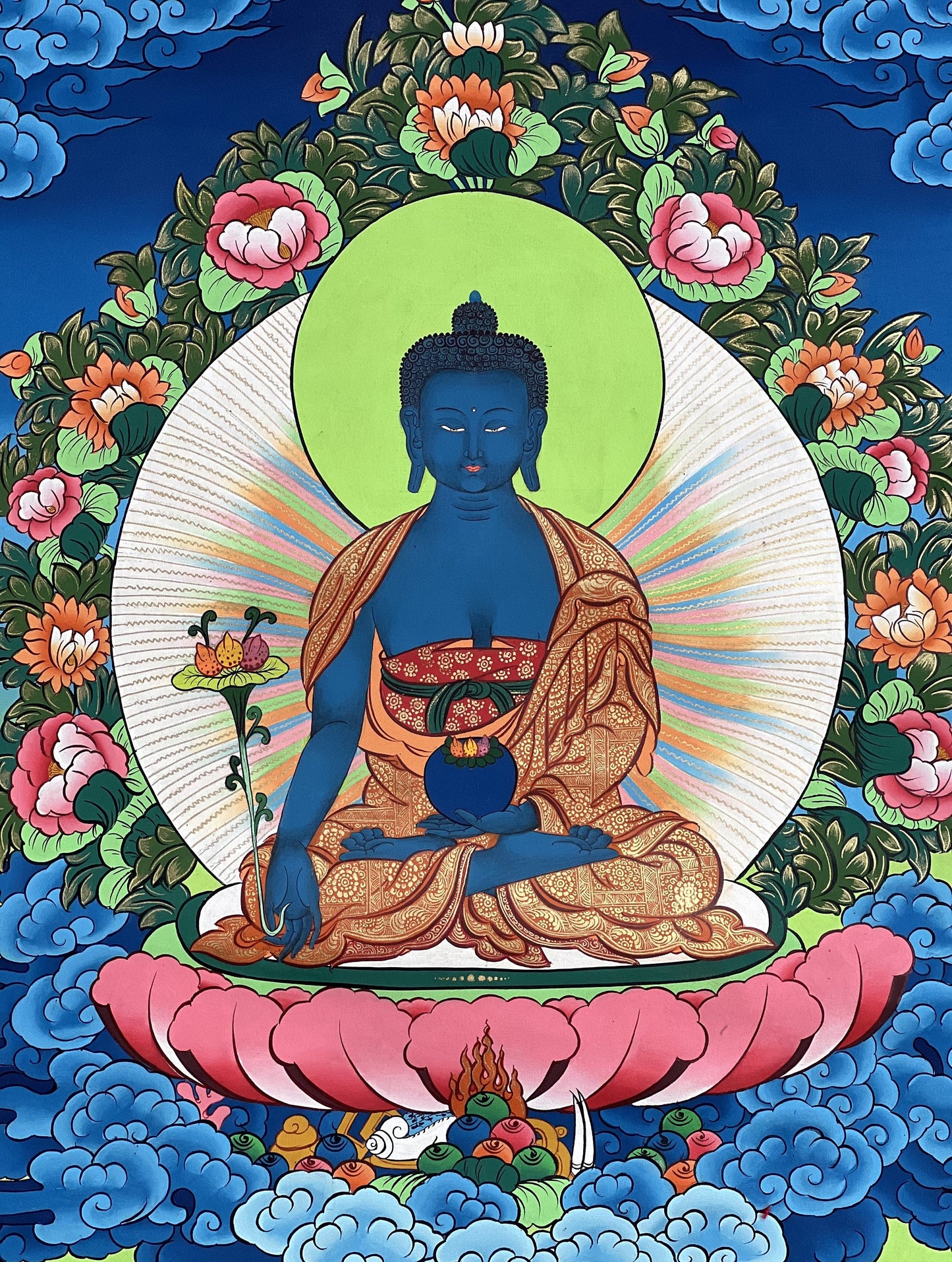 Medicine Buddha Thangka | Hand-Painted Tibetan Healing Art