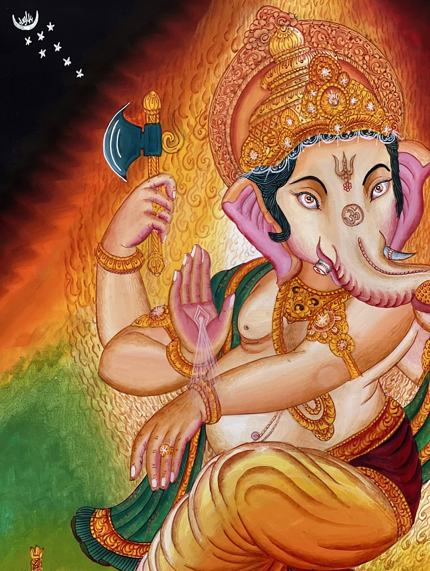 Ganesha Paubha Thangka | Hand-Painted Ganapati Art | Hindu God Painting | Newari  Artwork | Spiritual Wall Decor