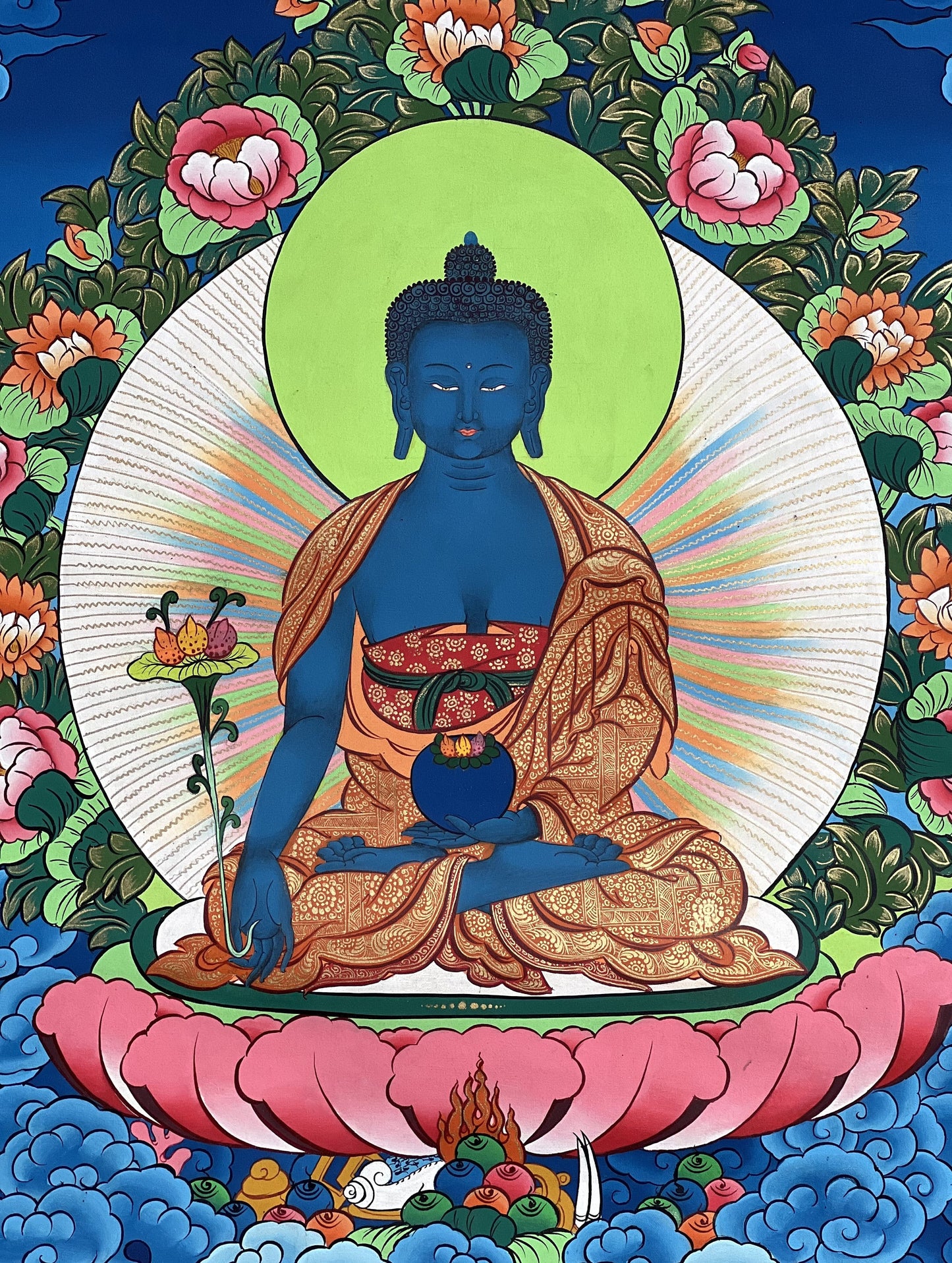 Medicine Buddha Thangka | Hand-Painted Tibetan Healing Art