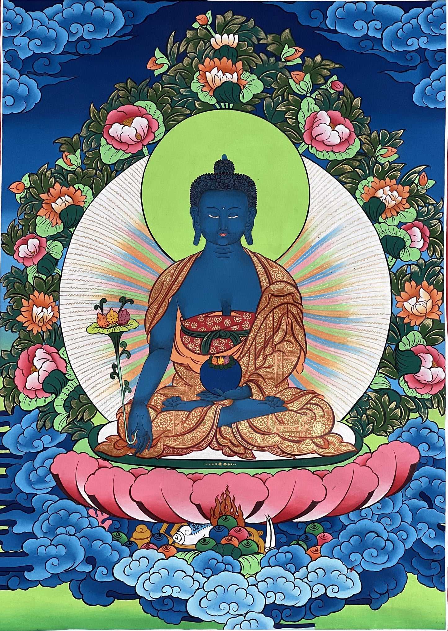 Medicine Buddha Thangka | Hand-Painted Tibetan Healing Art