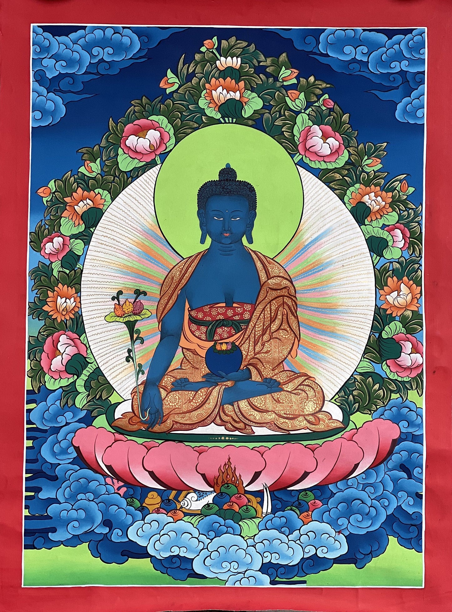 Medicine Buddha Thangka | Hand-Painted Tibetan Healing Art