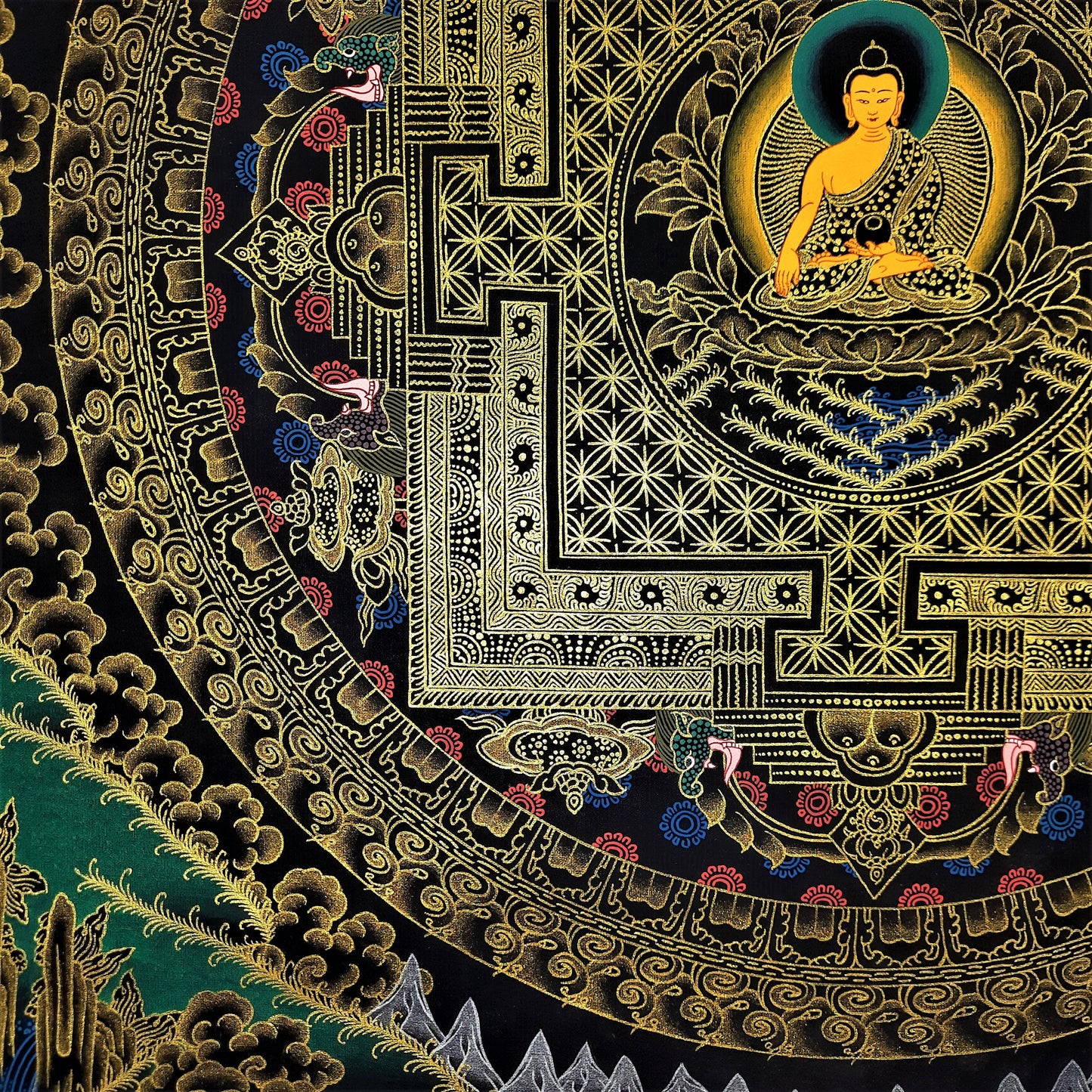 Hand-Painted Shakyamuni Buddha Mandala Thangka – Tibetan Meditation Art