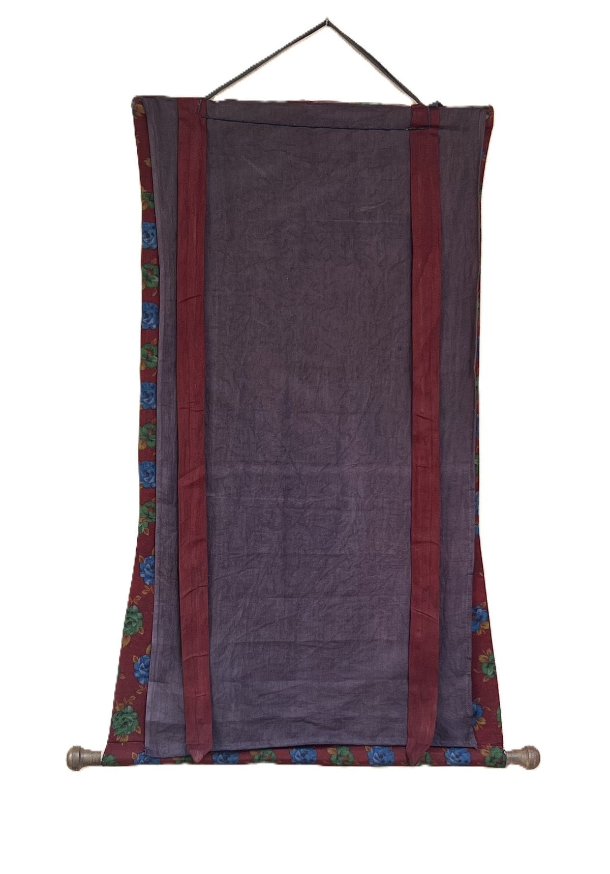 Goddess Durga Thangka Painting, Hindu Art with Cotton Brocade