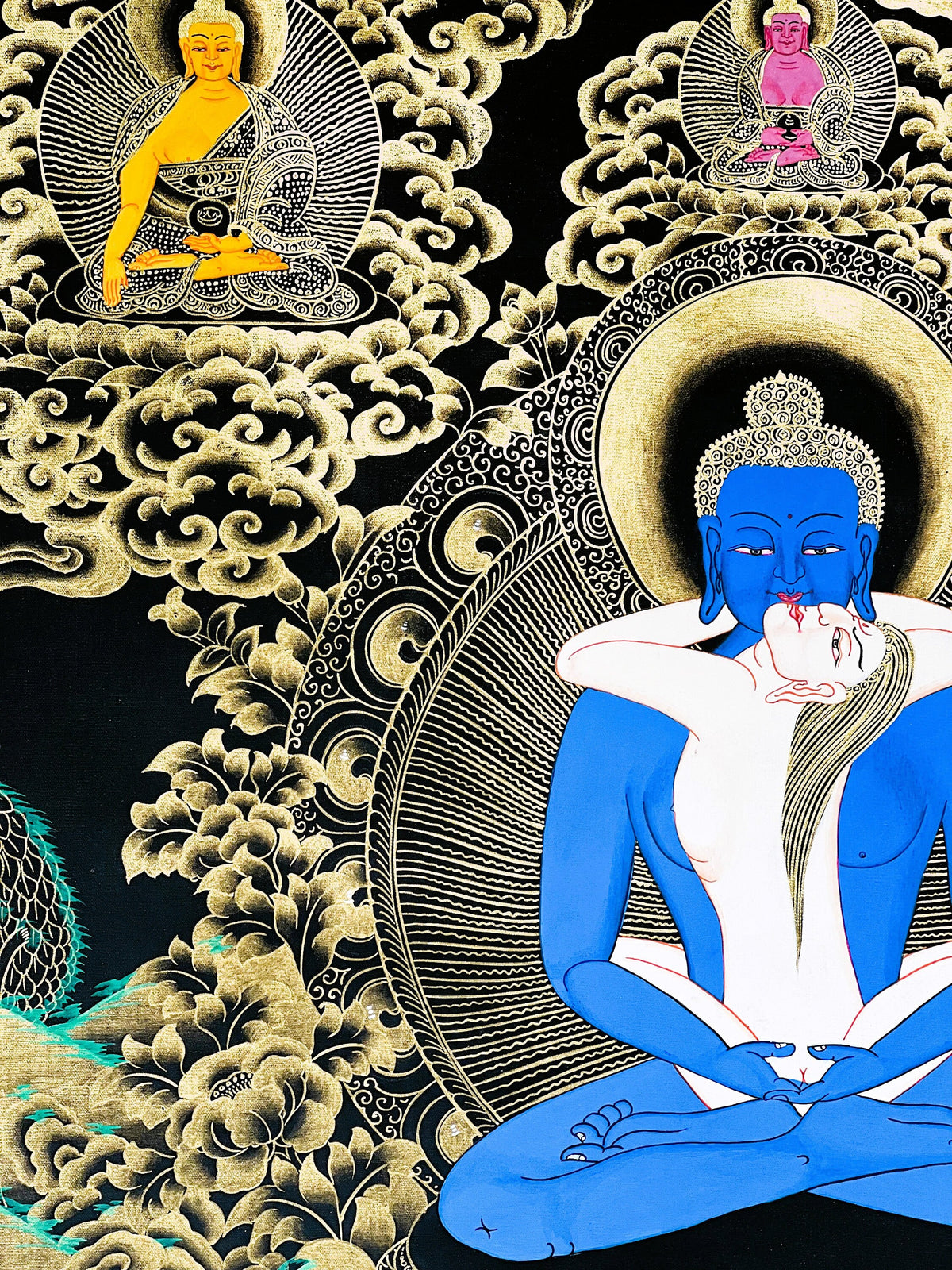 Buddha Shakti/ Samantabhadra/ Tibetan Thangka Painting Original Hand-painted Buddhist Art with High- Quality Silk Brocade