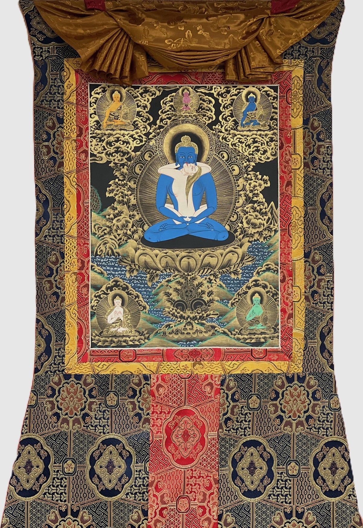 Buddha Shakti/ Samantabhadra/ Tibetan Thangka Painting Original Hand-painted Buddhist Art with High- Quality Silk Brocade