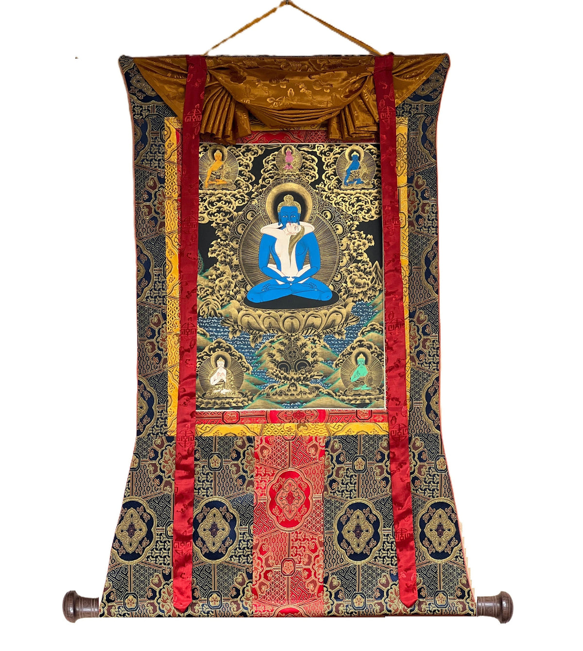 Buddha Shakti/ Samantabhadra/ Tibetan Thangka Painting Original Hand-painted Buddhist Art with High- Quality Silk Brocade