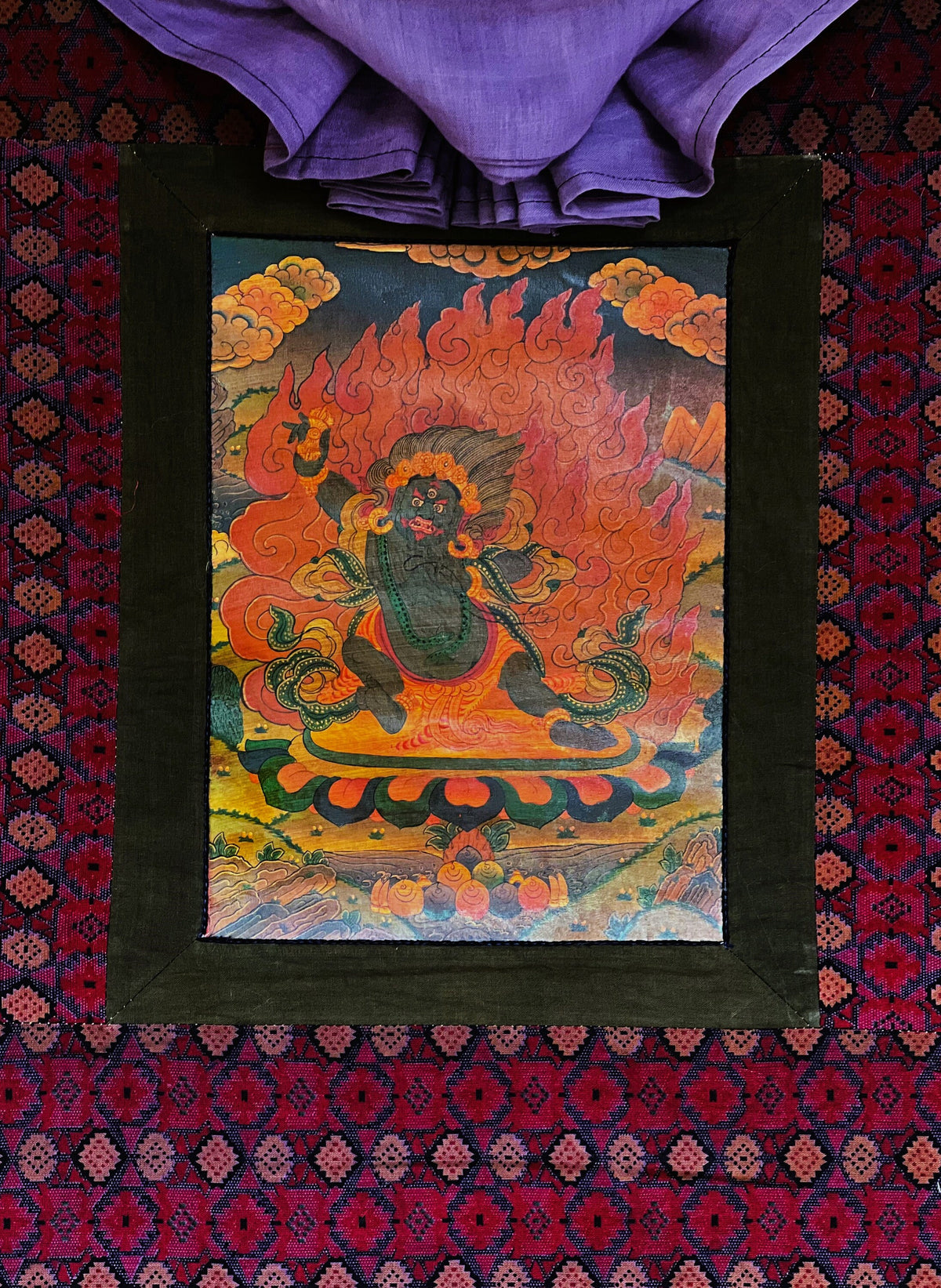 Vajrapani Dharmapala Thangka Painting, Old Oil Varnished Buddhist Art