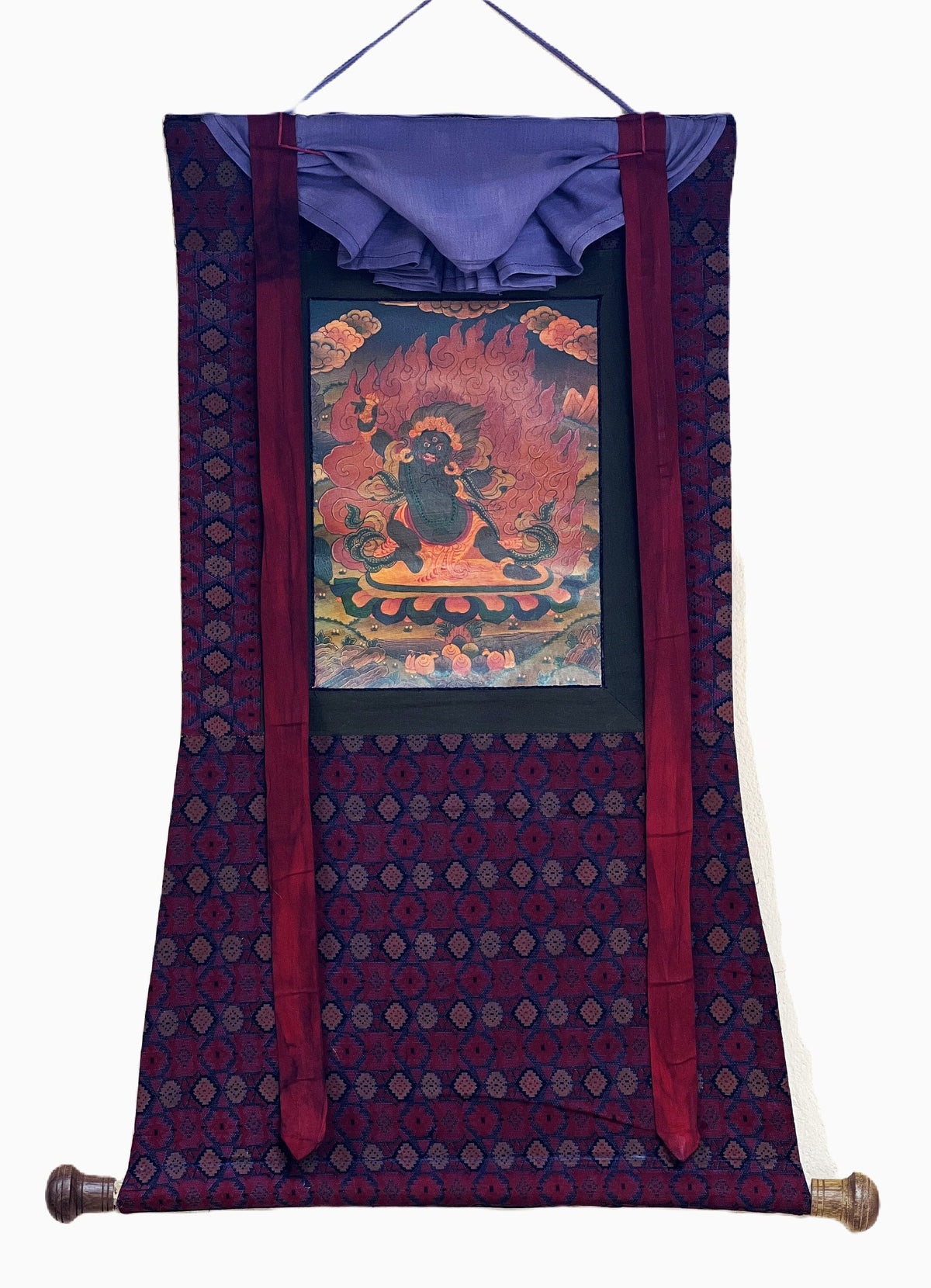 Vajrapani Dharmapala Thangka Painting, Old Oil Varnished Buddhist Art