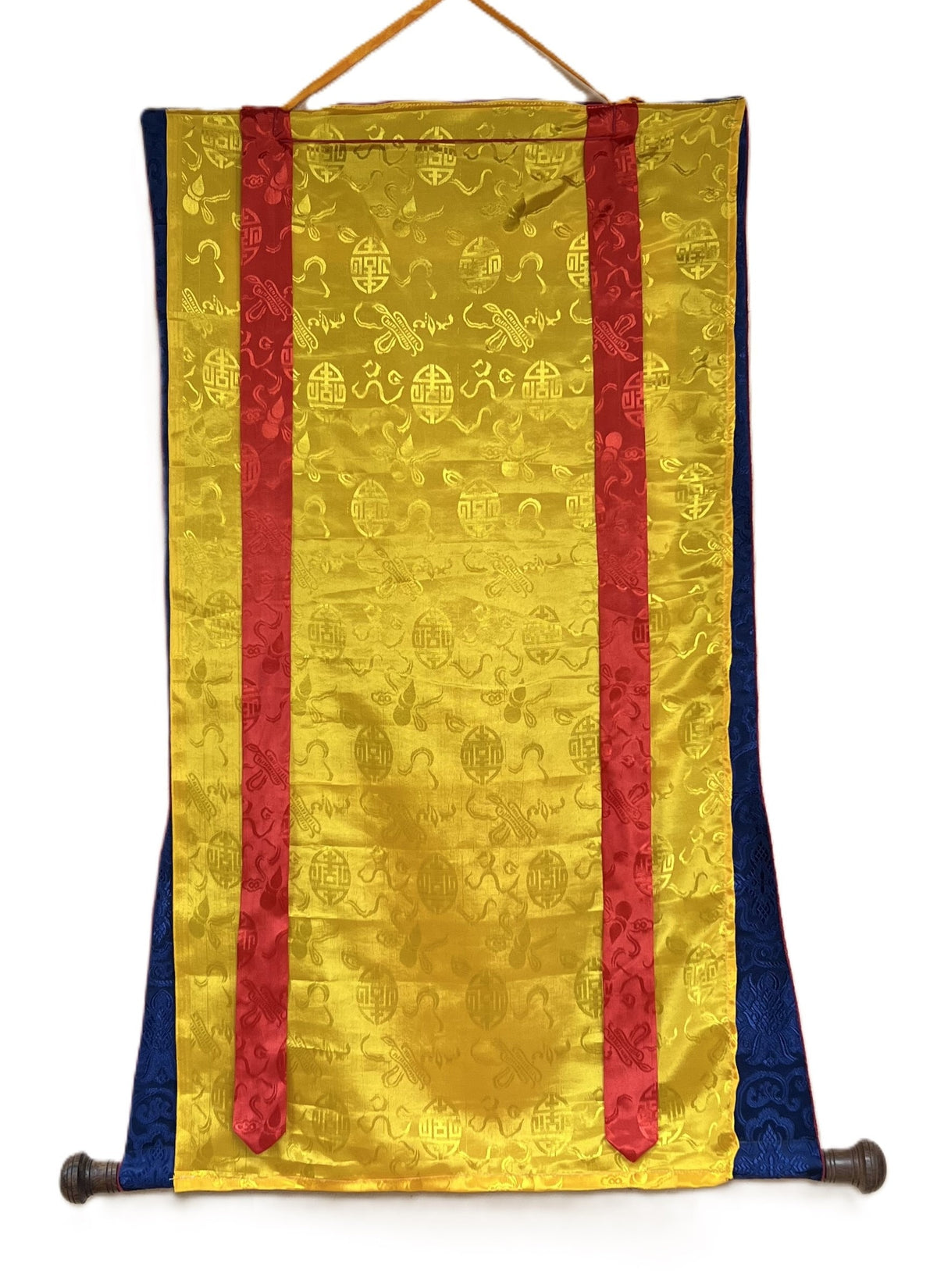 Hand-Painted Amitayus Buddha Thangka Painting with Silk Brocade