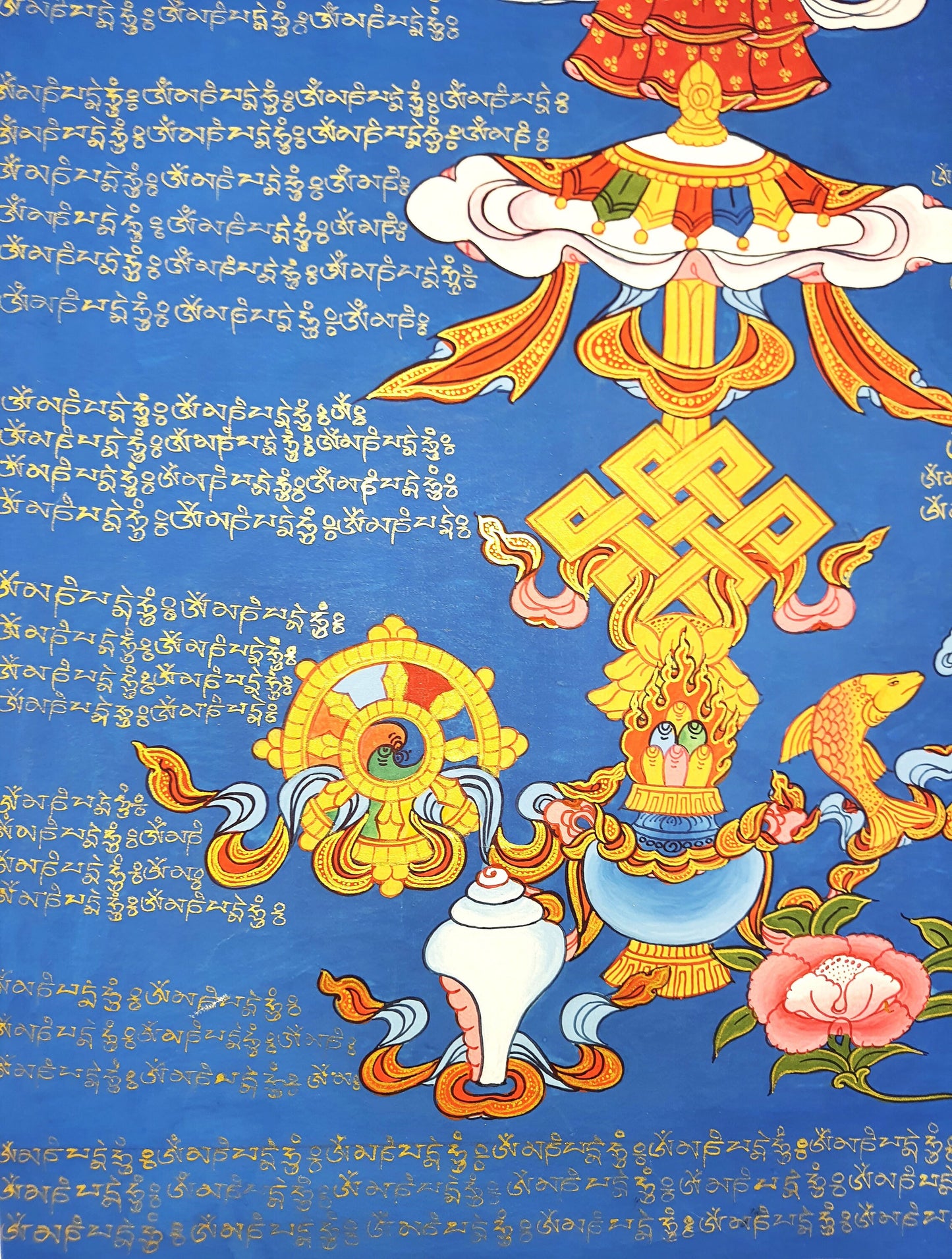 Original Hand Painted ASHTAMANGALA/ Eight Auspicious Symbols Tibetan Meditation Thangka / Thanka Painting from Nepal