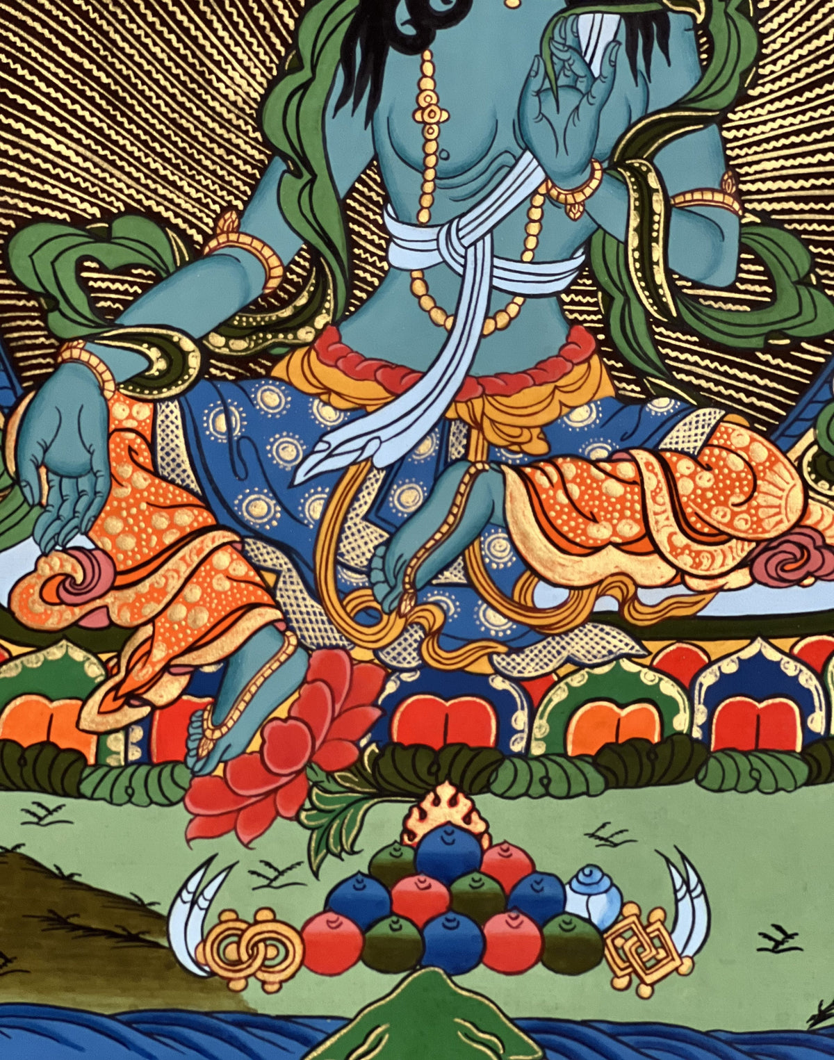 Blue Tara Thangka Painting: Hand-Painted Tibetan Buddhist Art