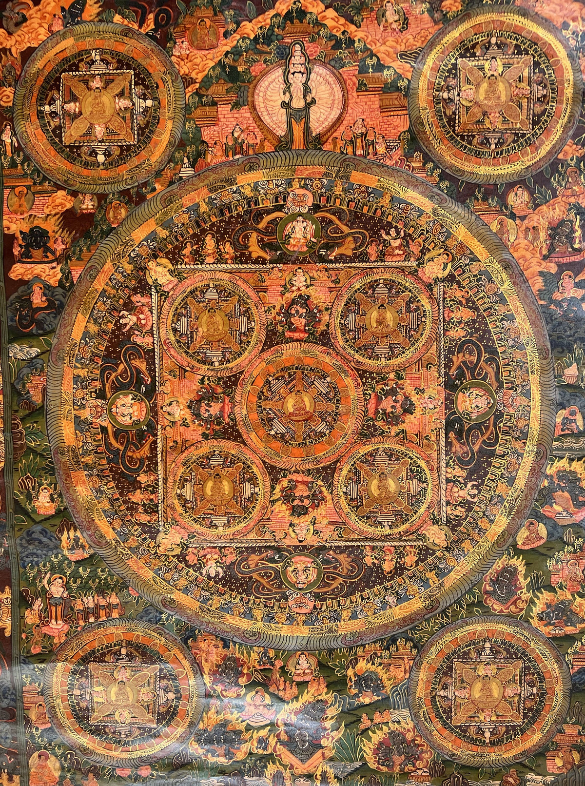 Hand-Painted Avalokiteshvara Buddha Mandala Tibetan Thangka