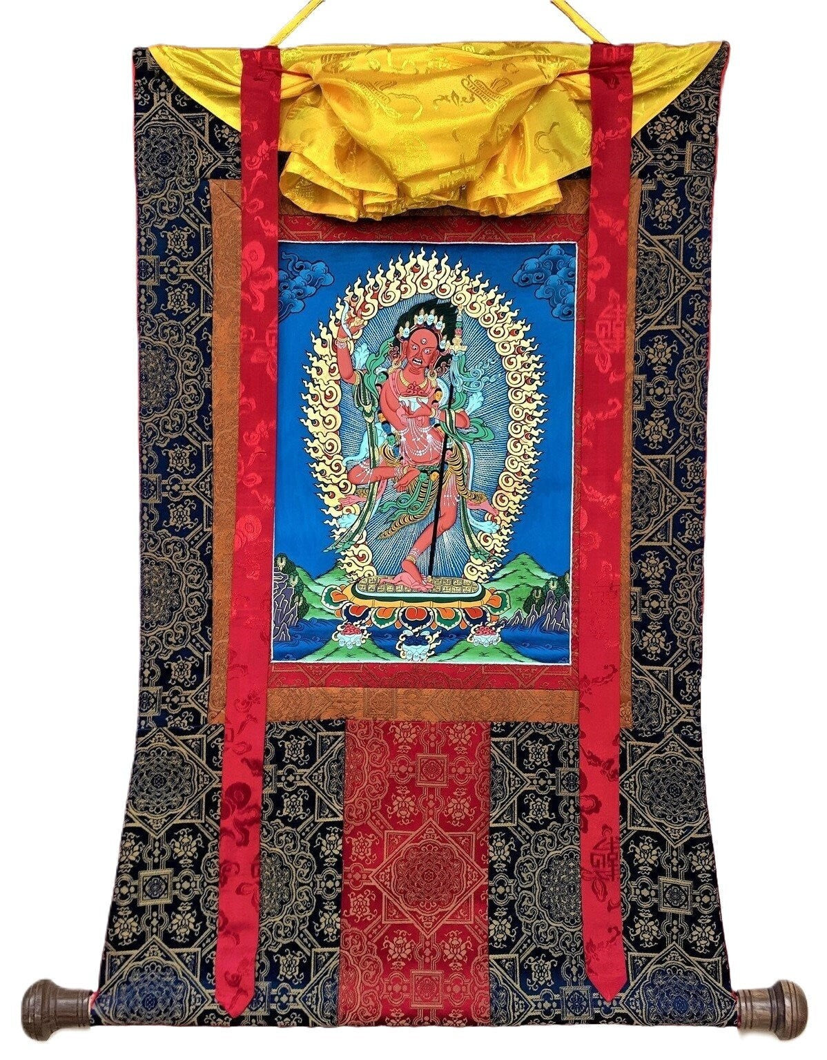 Hand-Painted Vajravarahi Thangka Painting with Silk Frame
