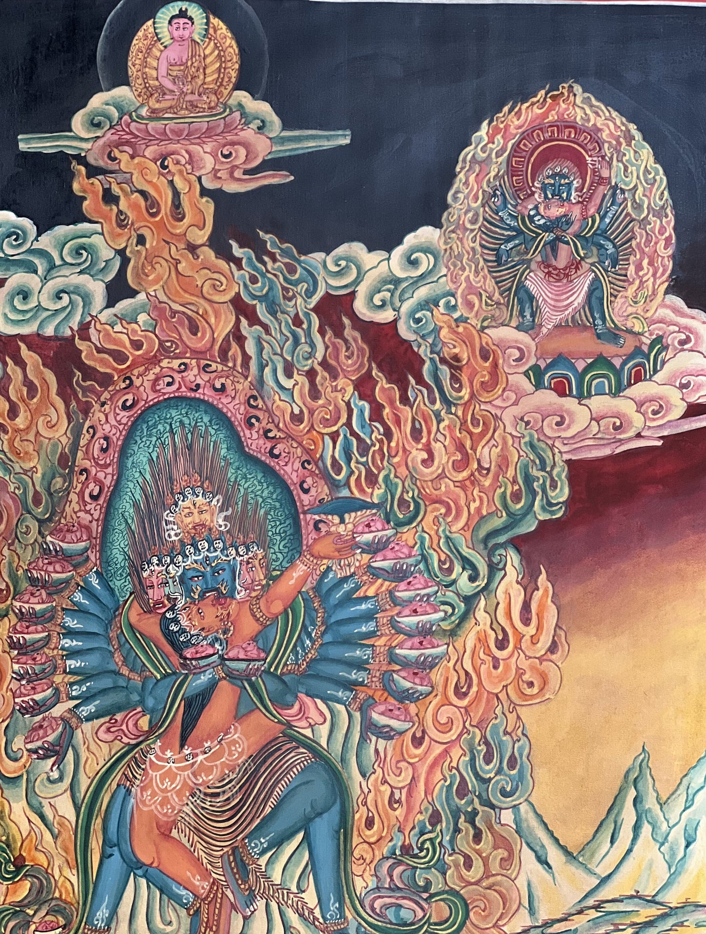 Hand-Painted Hevajra Yab-Yum Thangka, Tibetan Buddhist Art