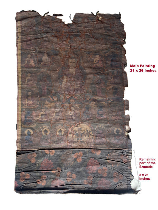 Original hand-painted Antique/Vintage 35 Confession Buddha Tibetan Thangka Painting  from Nepal