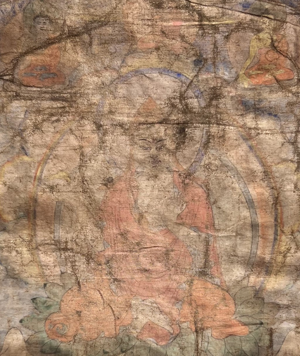 Original Hand-Painted  Chongapa/ Je Tsongkhapa Old Tibetan Thangka Painting- Vintage