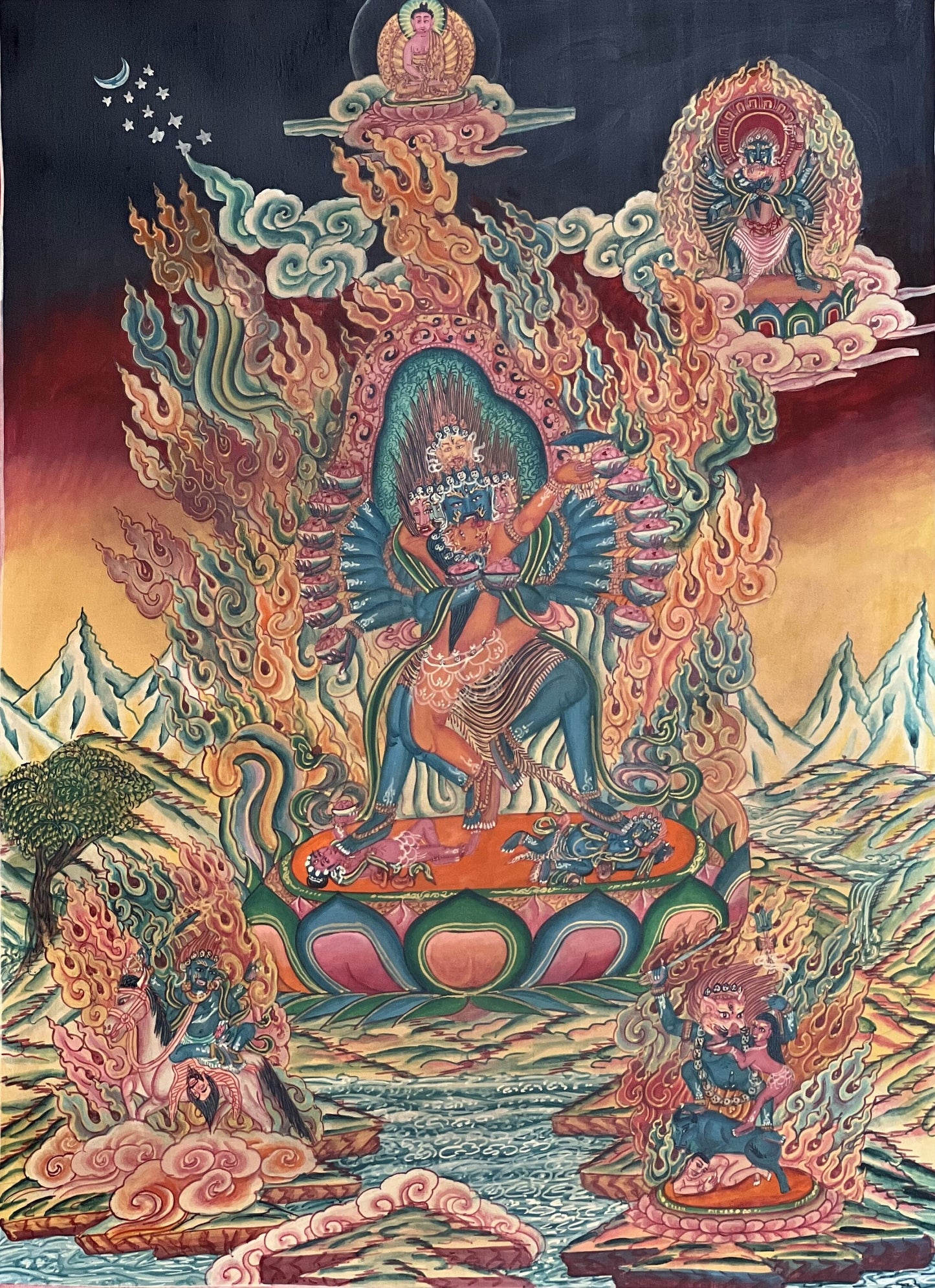 Hand-Painted Hevajra Yab-Yum Thangka, Tibetan Buddhist Art