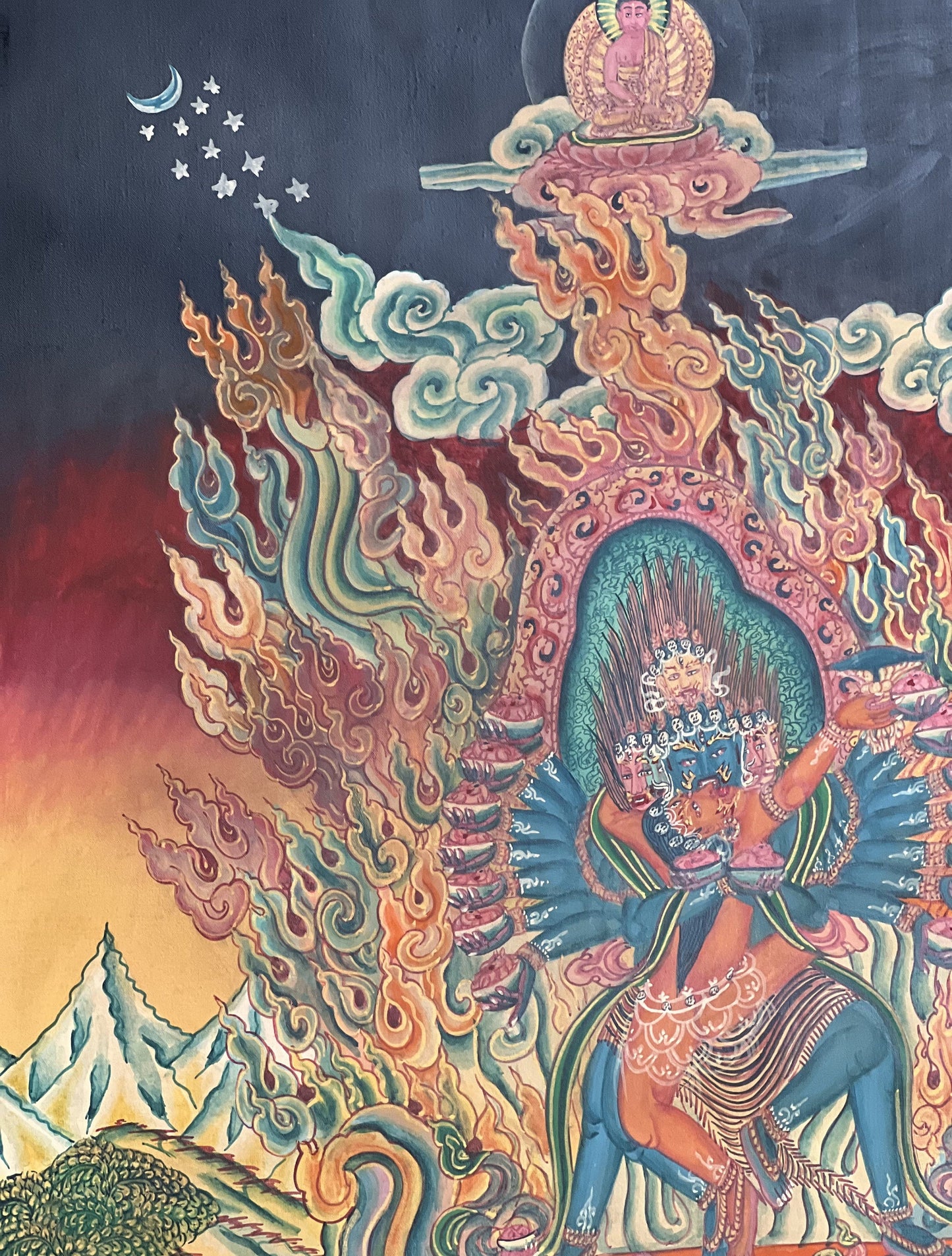 Hand-Painted Hevajra Yab-Yum Thangka, Tibetan Buddhist Art